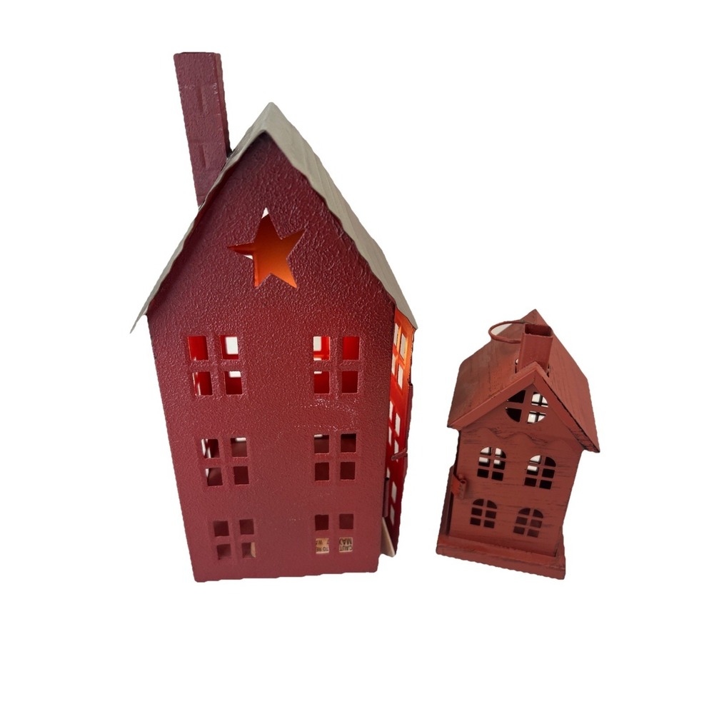Red Barn Lamp Night Light Country Rustic Metal Farmhouse Decor Tea light Lot